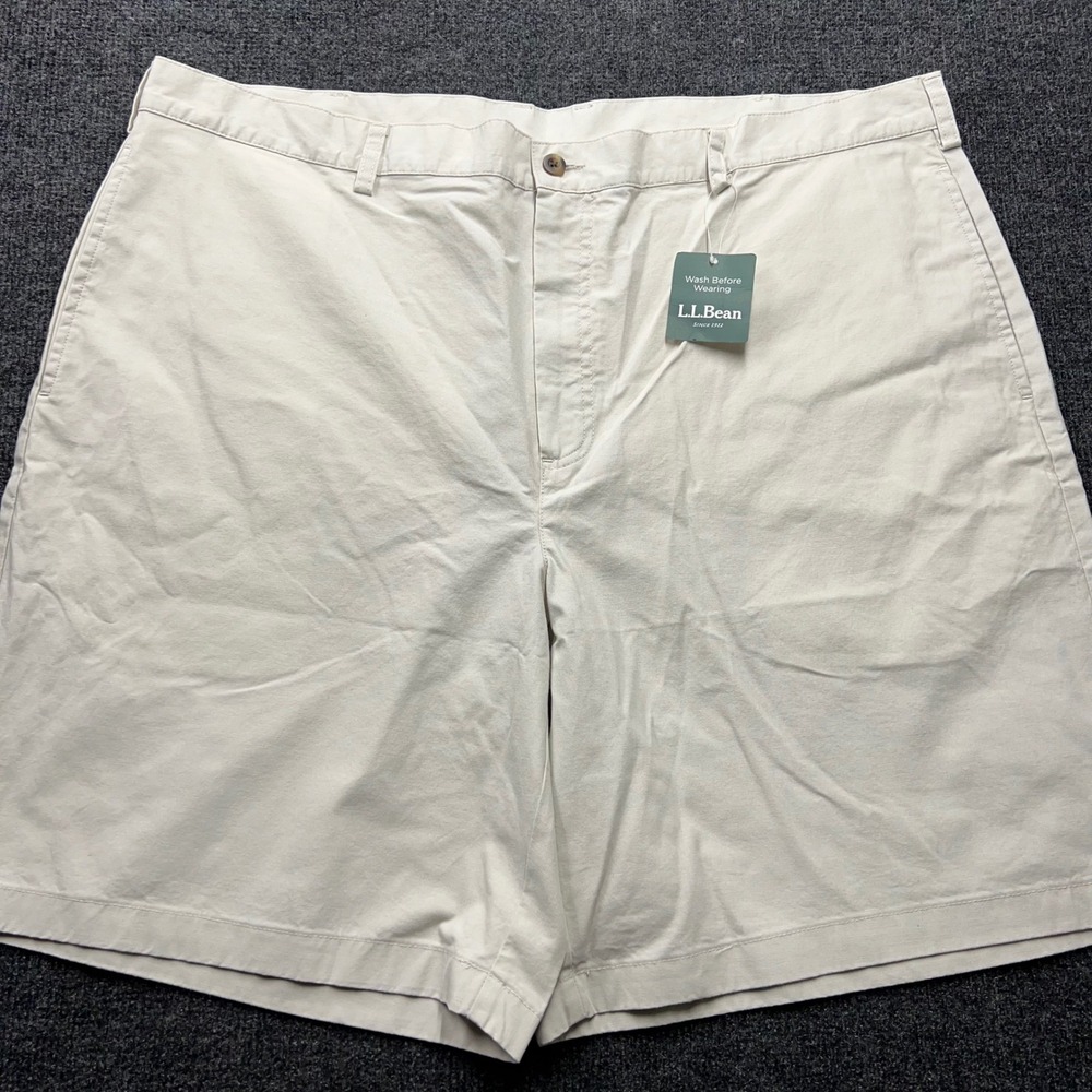 LL Bean Natural Fit Chino Shorts Mens 42 Khaki Beige Cotton Twill 288705
